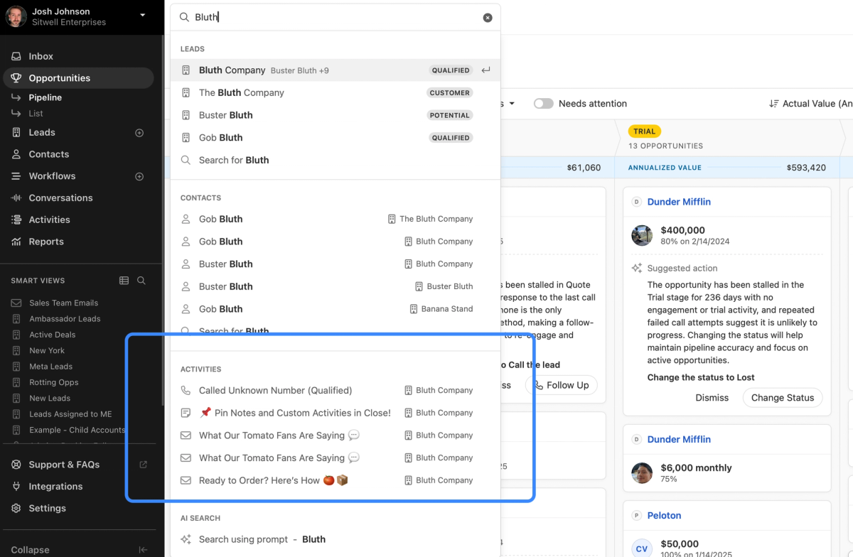 New! See Activities in Search Results