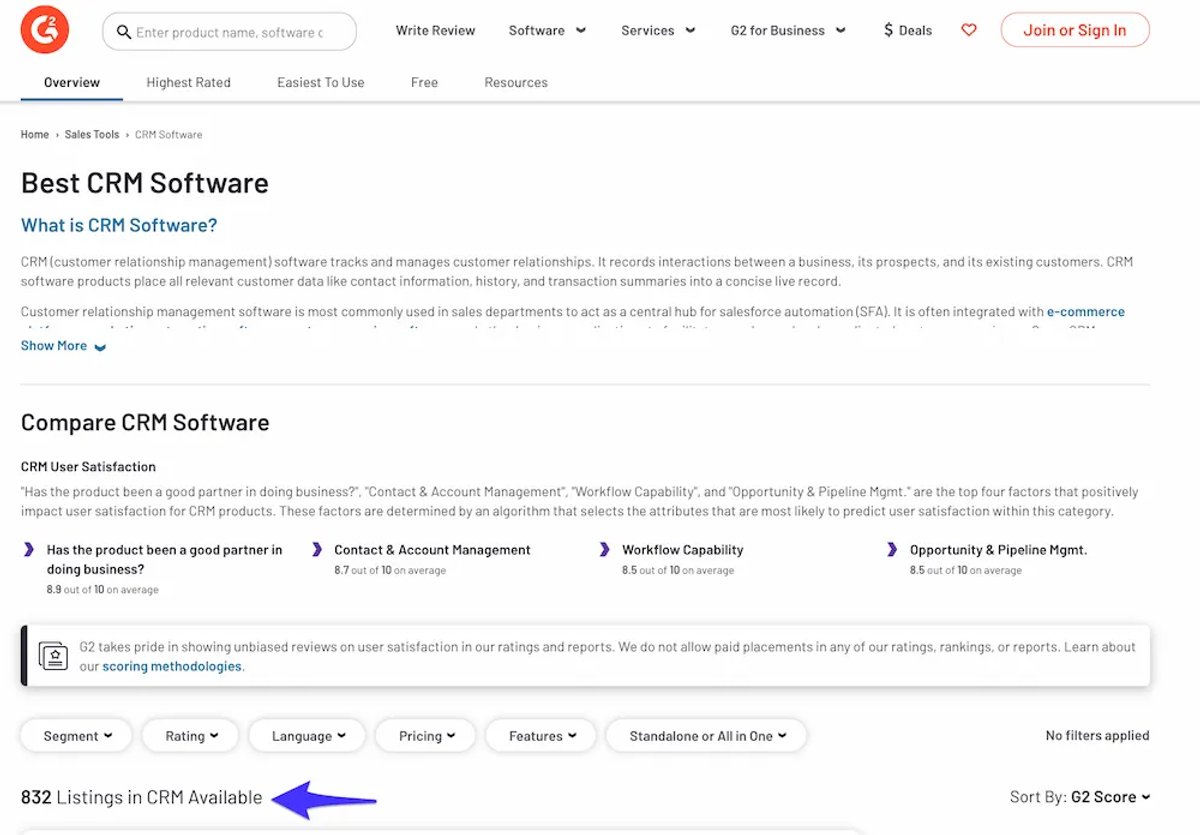 8 B2B Sales Tools For Prospecting, Lead Generation & CRM - There Are Over 800 CRMs listed on G2