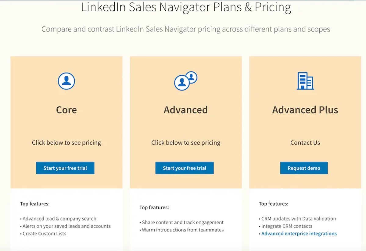 LinkedIn Sales Navigator Pricing