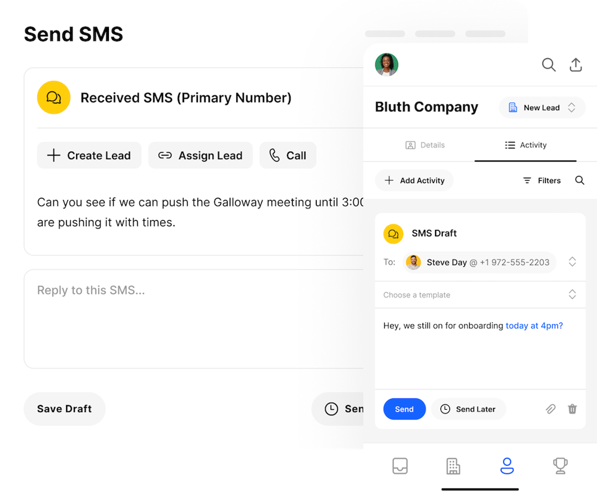 Sales SMS and Texting Follow-Ups - SMS in Close