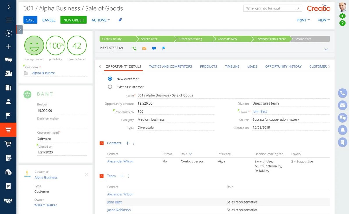 Creatio Sales: Best for Teams That Sell on Social Media