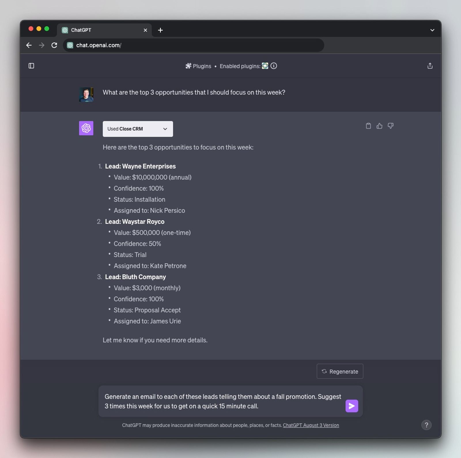 ChatGPT screenshot