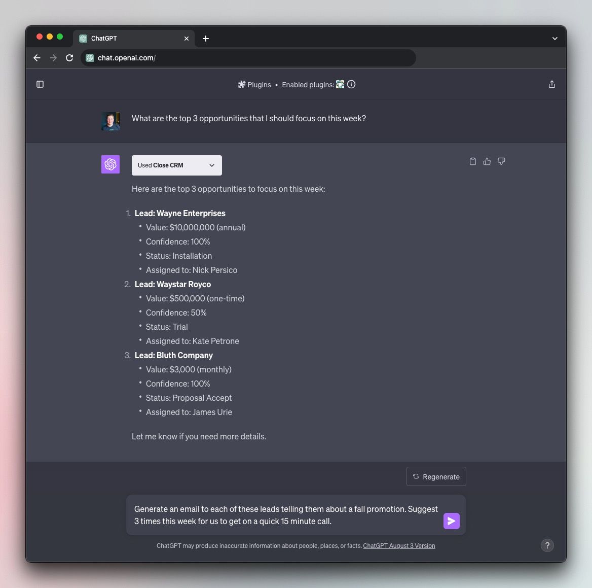ChatGPT screenshot