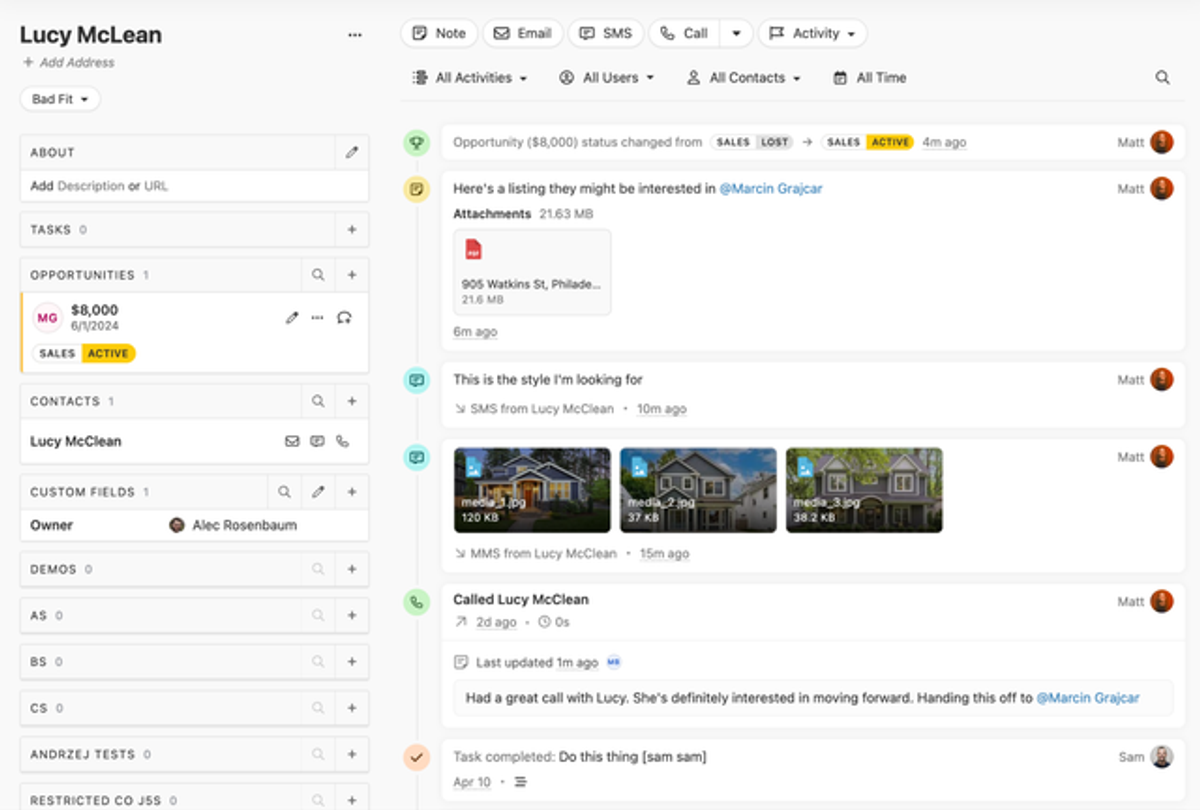Close CRM document storage feature