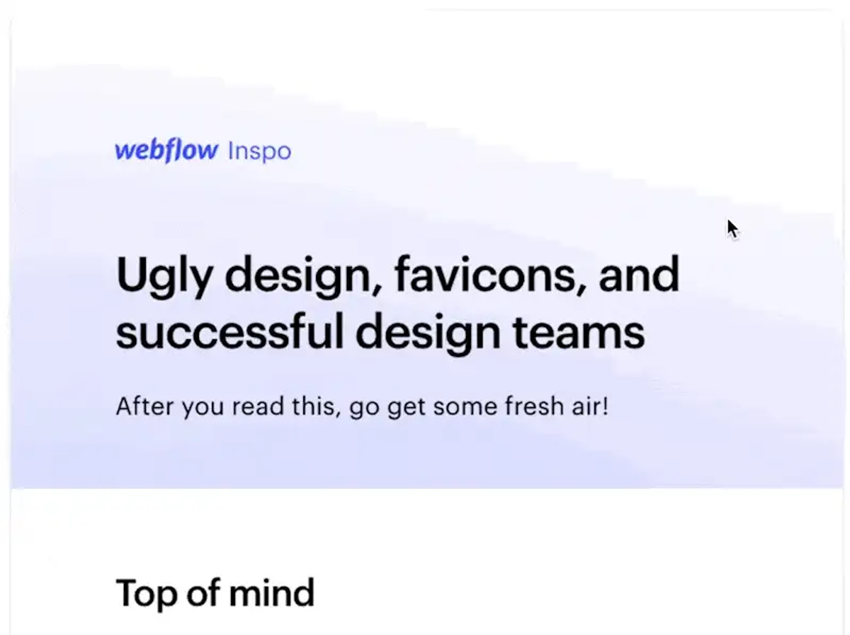Webflow Inspo newsletter example