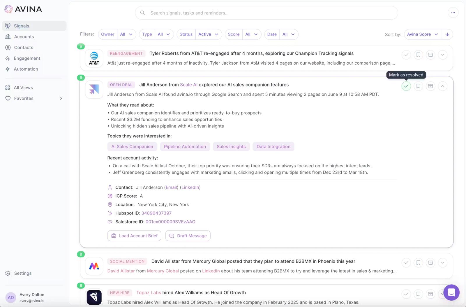 Avina screenshot