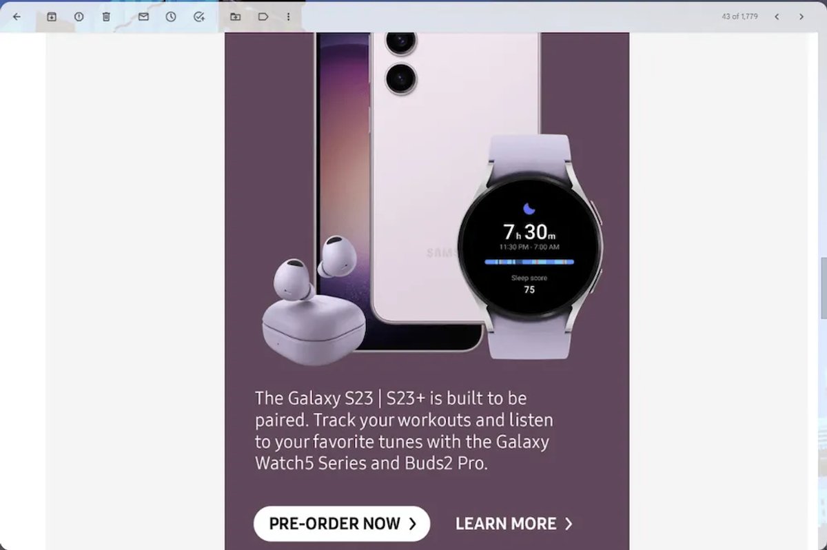 Examples of Big Brands Using Images in Emails - Samsung Galaxy S23