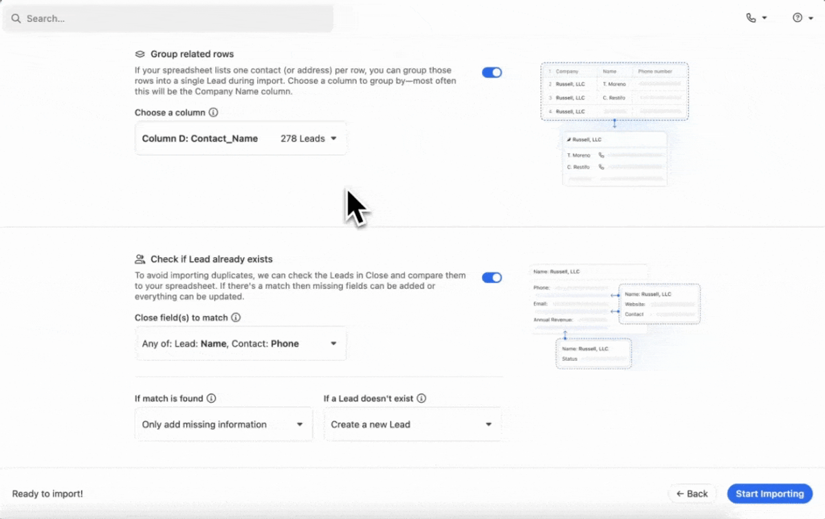 Import leads into Close CRM