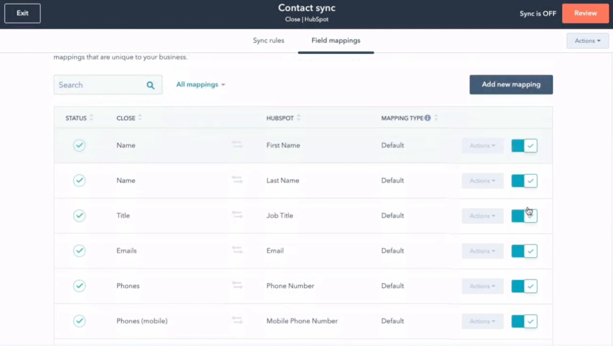 HubSpot and Close CRM Integration - Step 1