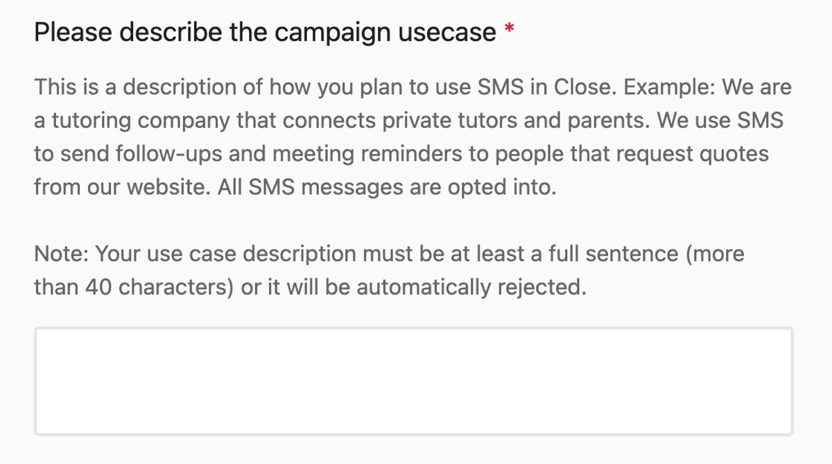 A2P 10DLC registration - describe use cases