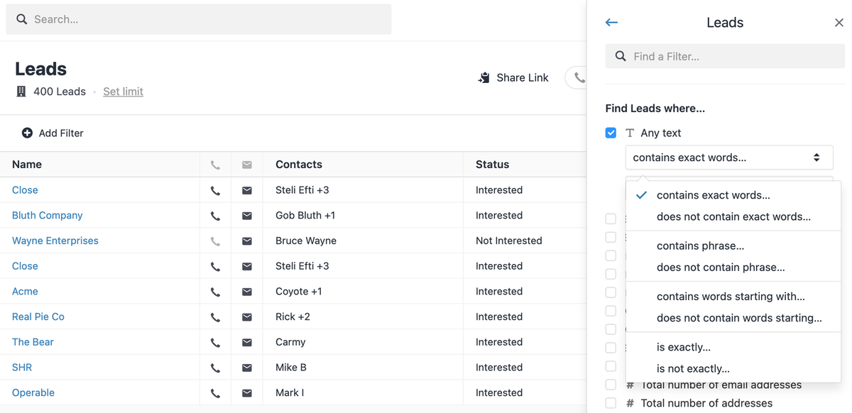 Lead Filtering Improvements
