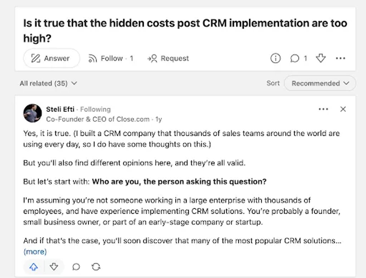 steli response social selling example 
