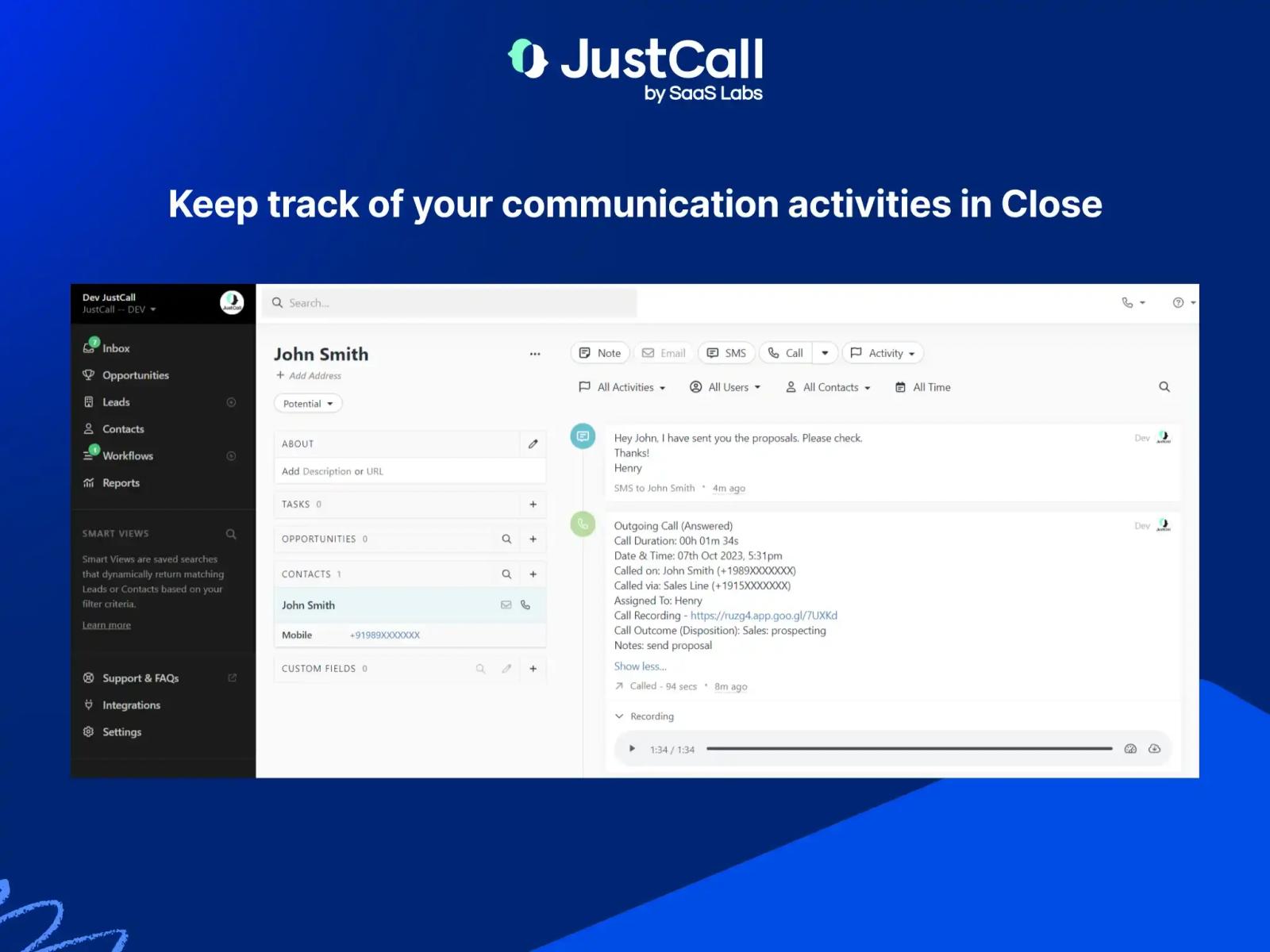 JustCall screenshot
