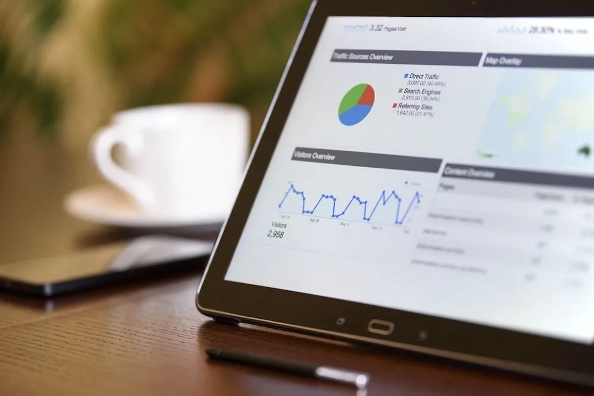 image of a tablet with marketing data