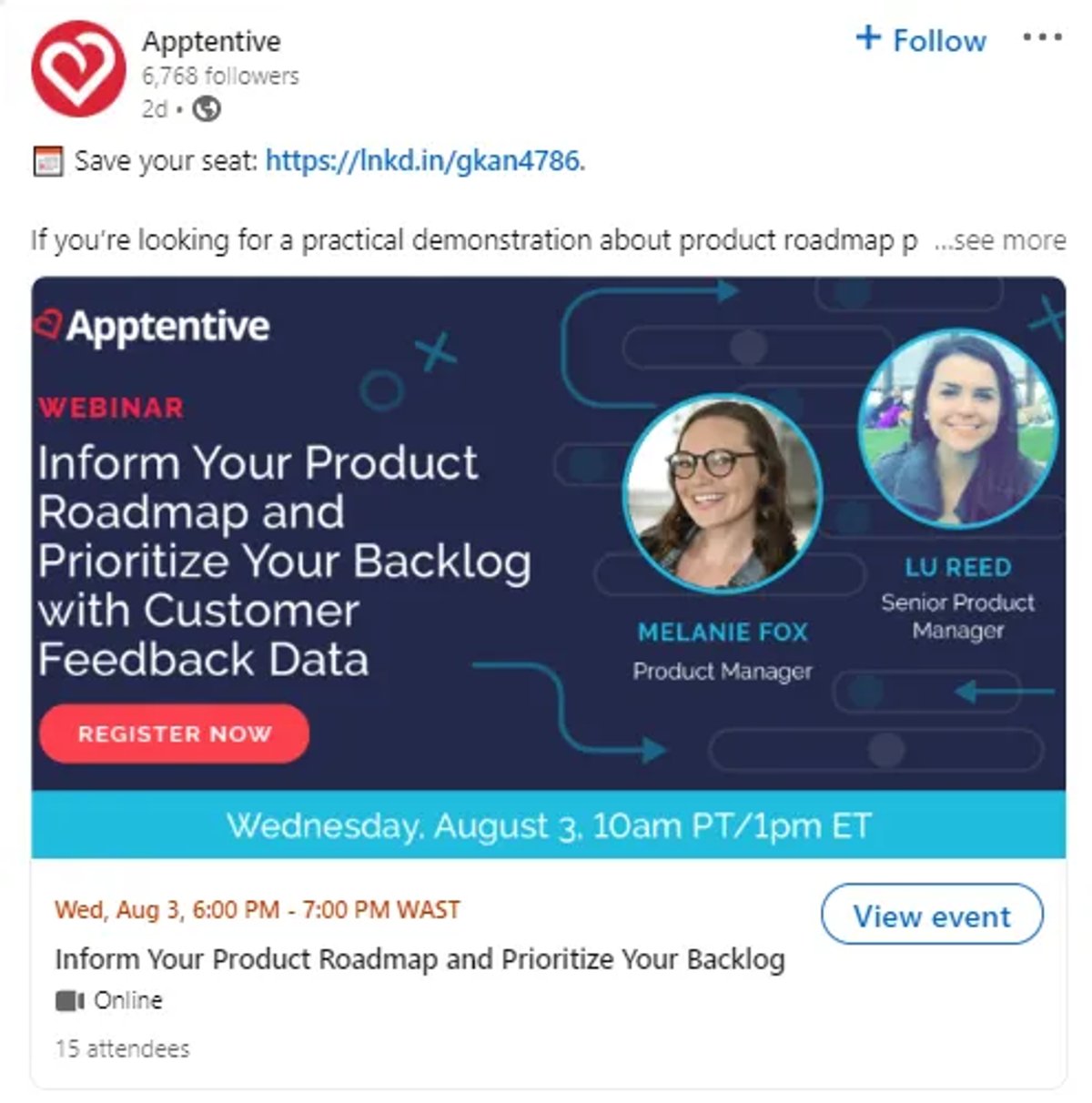 B2B virtual event lead generation example