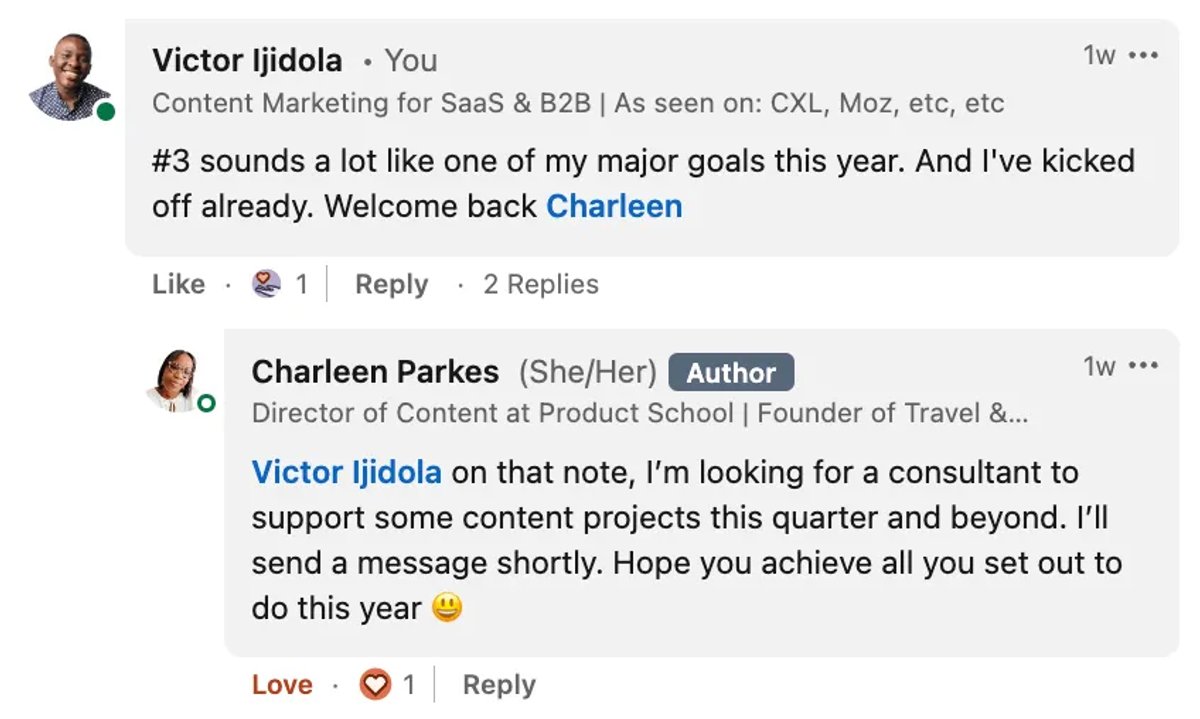 Victor linkedin comment inbound sales strategy example