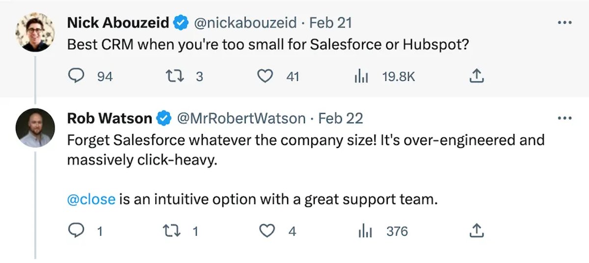 12 Ways to Build a Customer Intimacy Strategy - Build a Team Through Social Media Referrals, like this example.