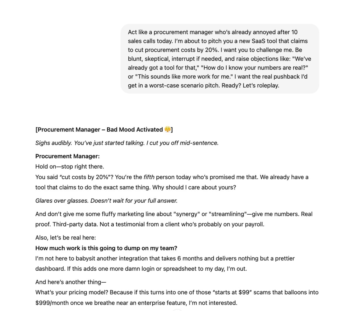 Objection Roleplay Tough Prospect