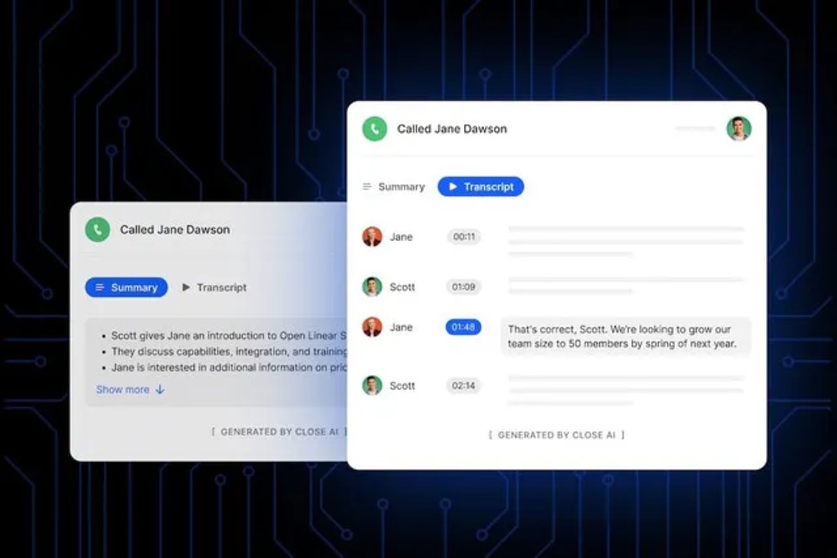 Close Call Assistant with AI call summaries and transcripts