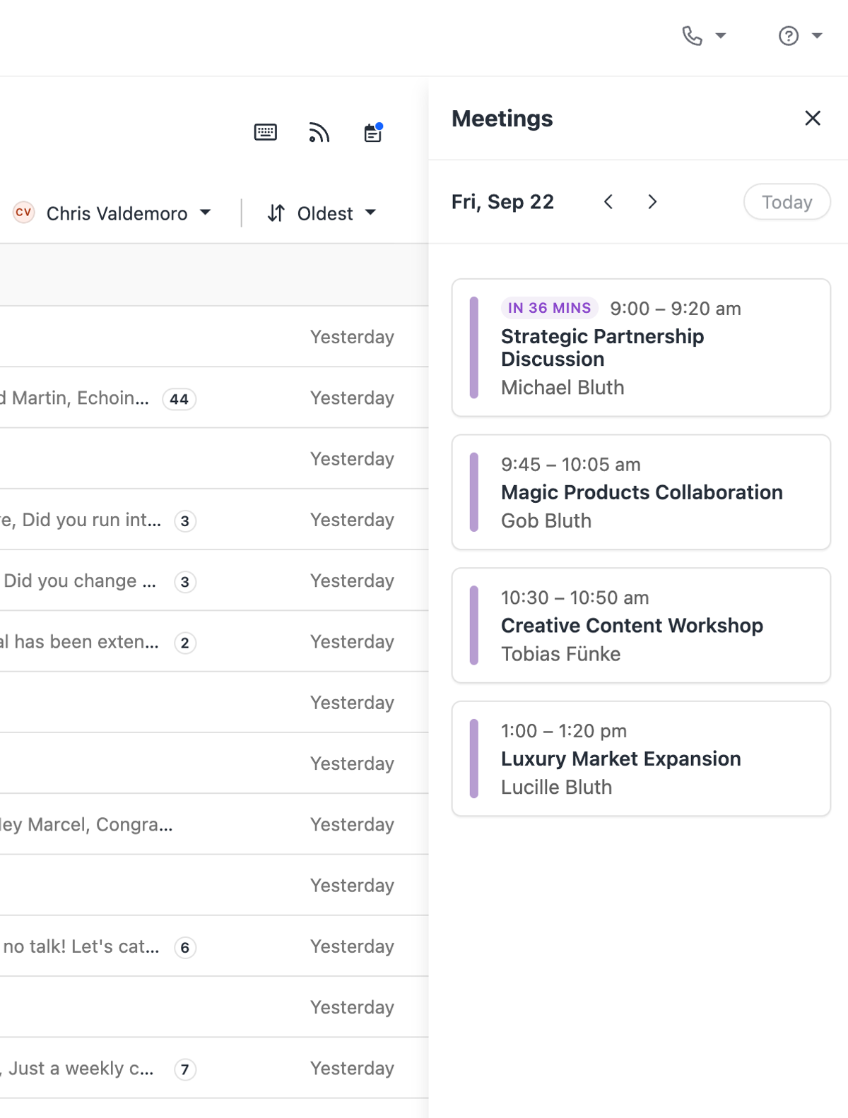 Meetings in Inbox