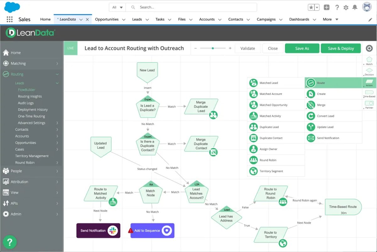 LeanData drag-and-drop routing builder