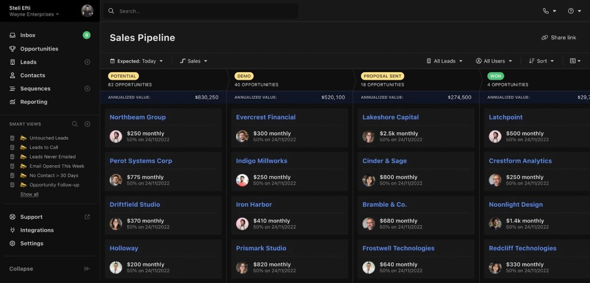 Dark Mode - Close CRM