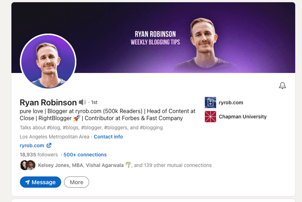 Generate Leads with LinkedIn - LinkedIn Profile of Head of Content at Close