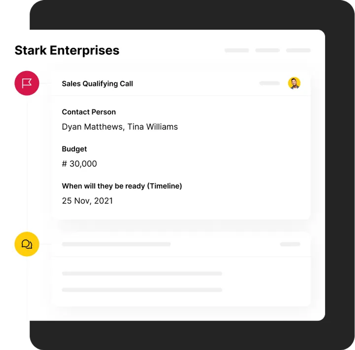 Close CRM custom activities view