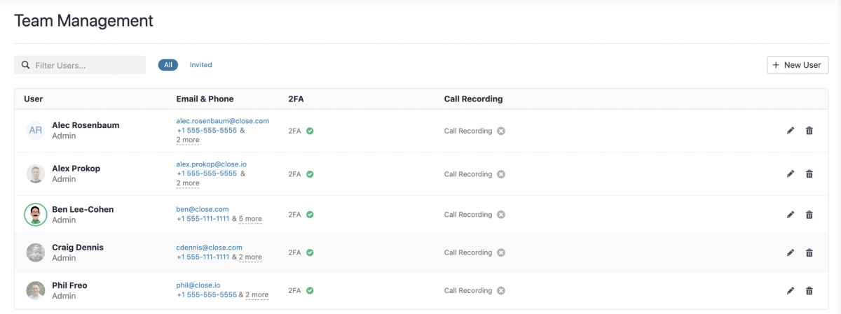 Redesigned Team Management Page