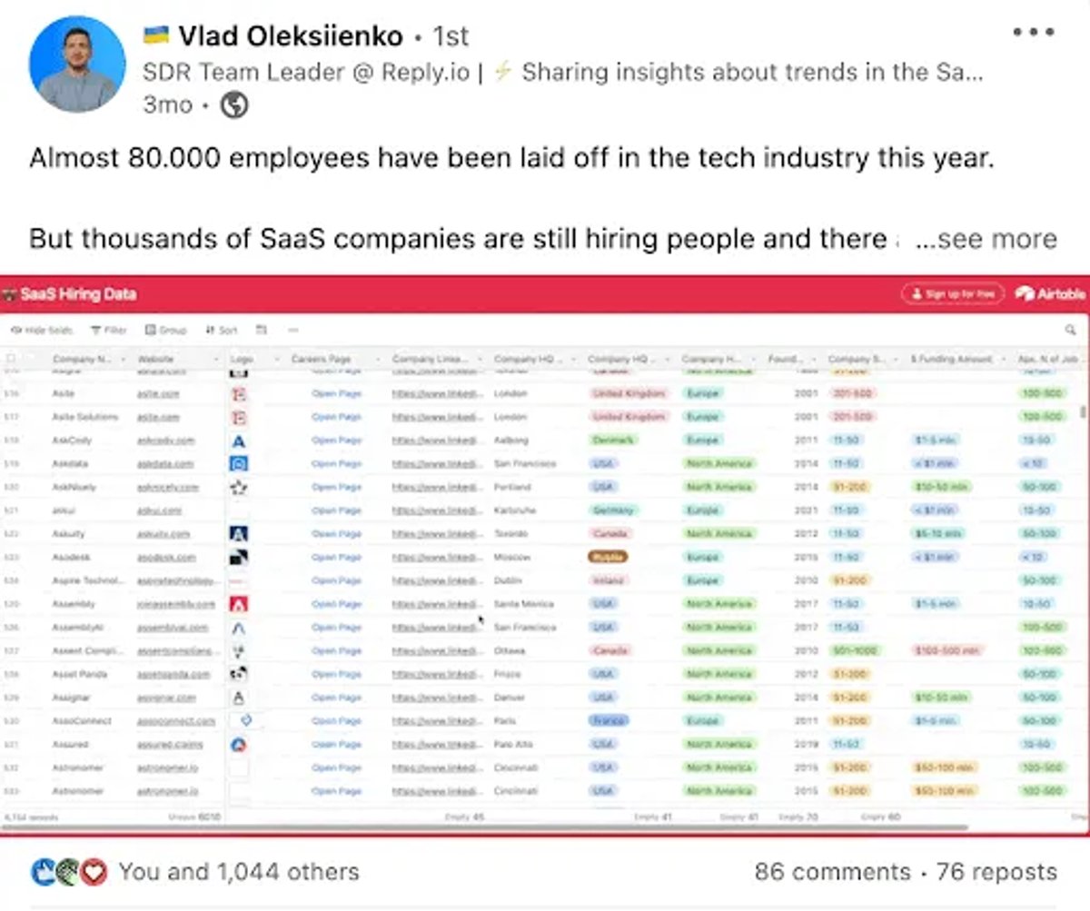 vlad social selling example 