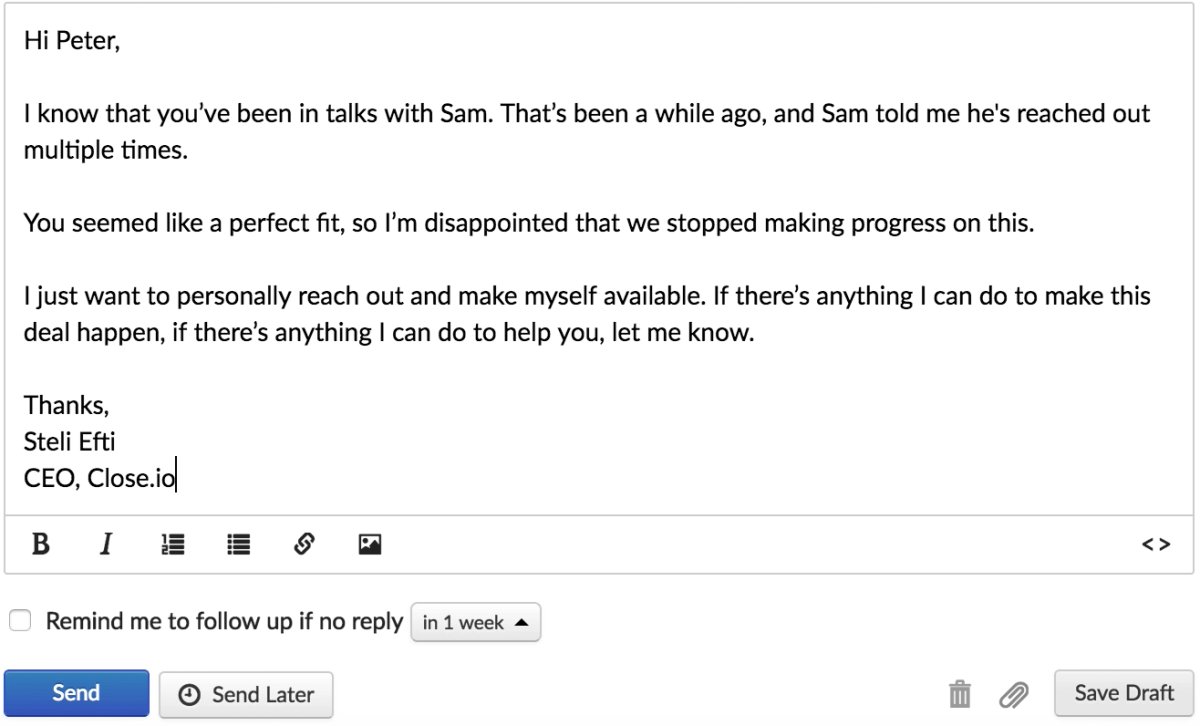 3 Ways to Use Backchannel Sales - follow up example