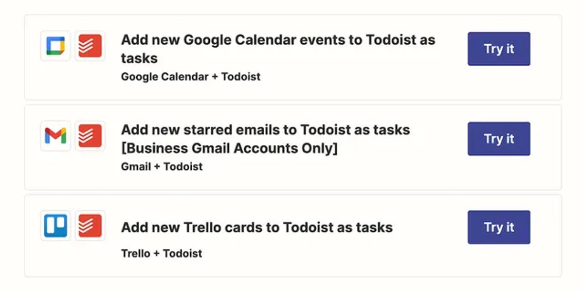 Zapier integrations example within content