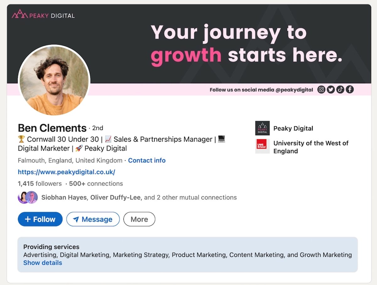 Best LinkedIn Headline Examples - Ben Clements