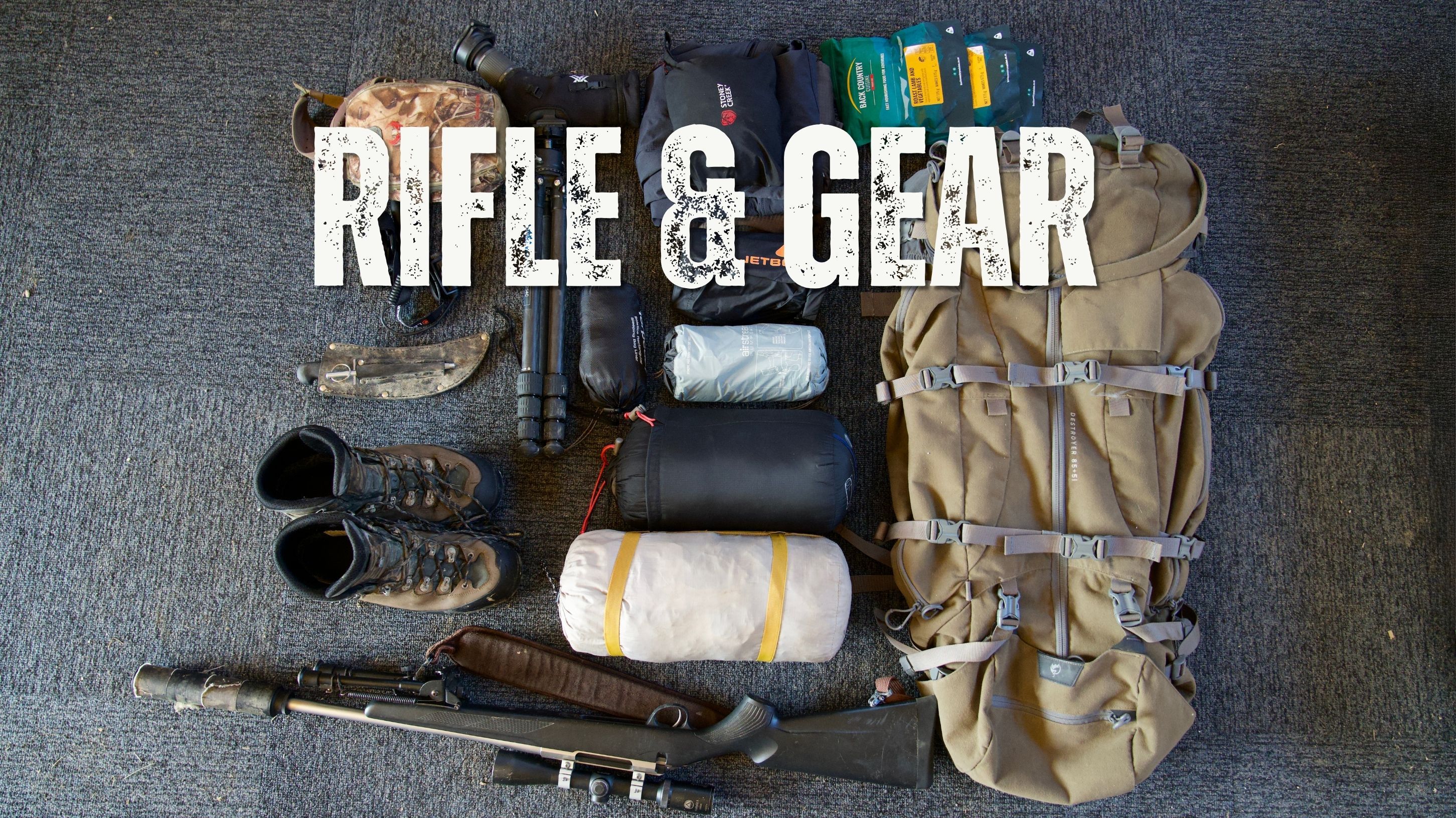 Hunters gear laid out across the floor