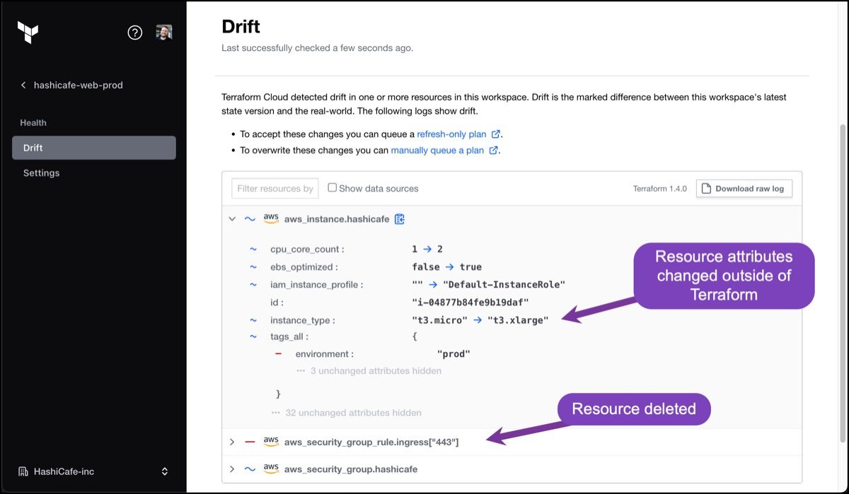 Terraform drift detection mendeteksi perubahan infrastruktur yang terjadi di luar Terraform workflow