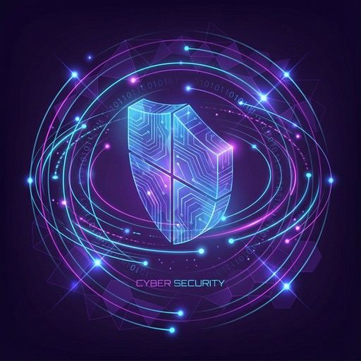 Ilustrasi cyber security shield — perisai digital yang melambangkan perlindungan keamanan container