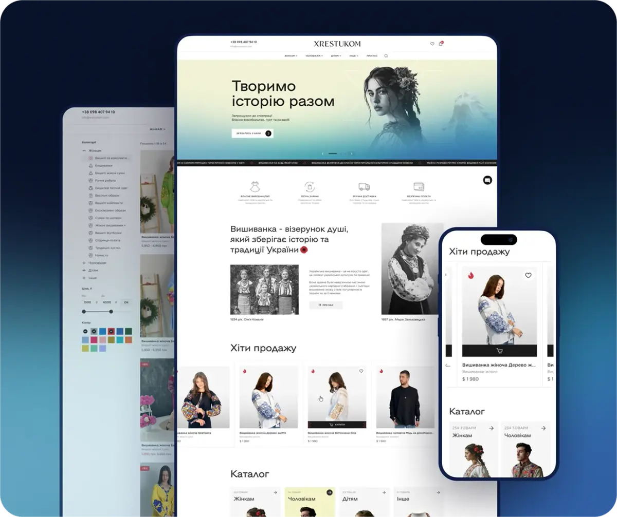 Preview of the XRESTUKOM fashion e-commerce website