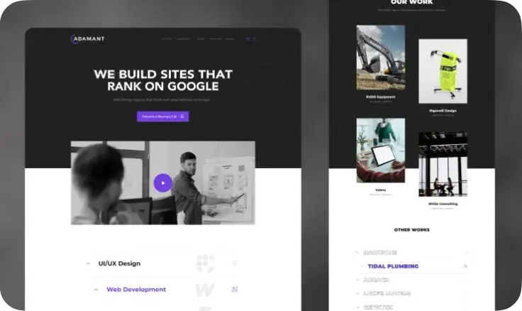 Web design agency site — homepage and portfolio