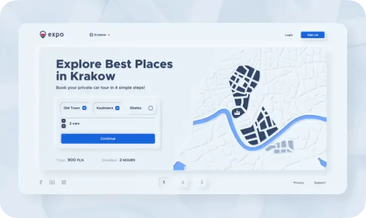 Expo — car tour booking app for Krakow