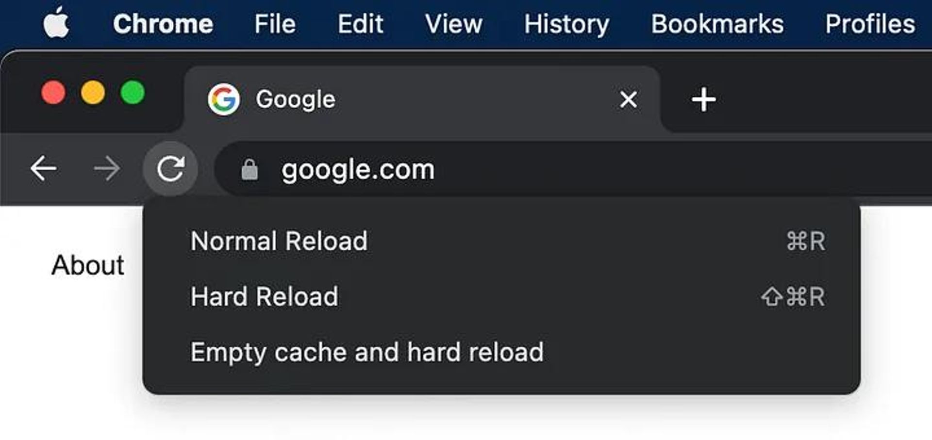 “Empty cache and hard reload” option in Chrome.