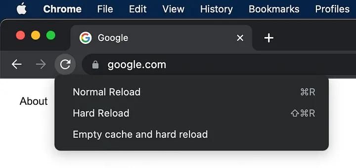 “Empty cache and hard reload” option in Chrome.