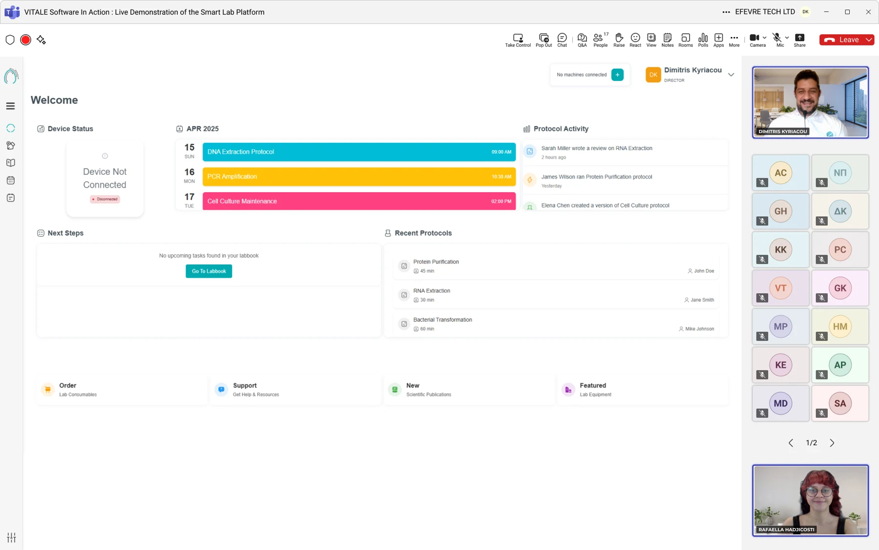 VITALE Software Demo Live