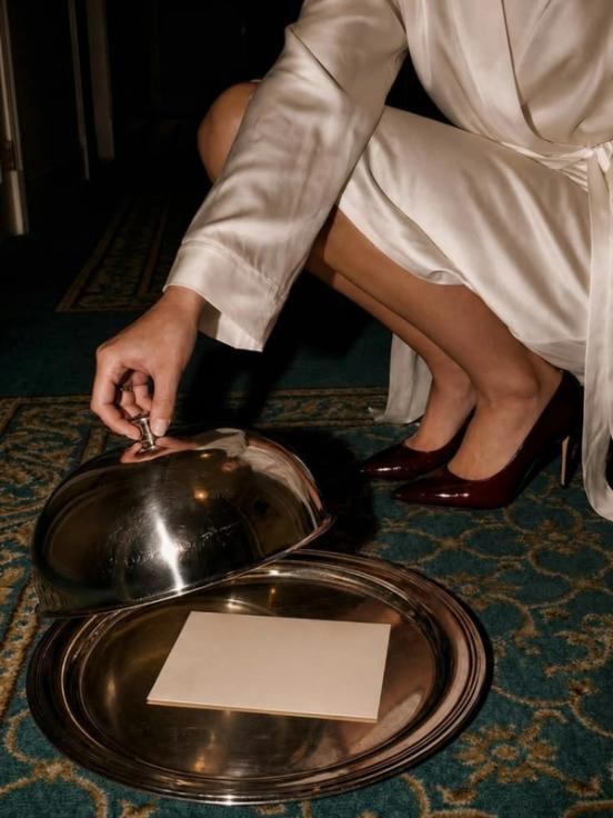A private invitation presented beneath a silver cloche