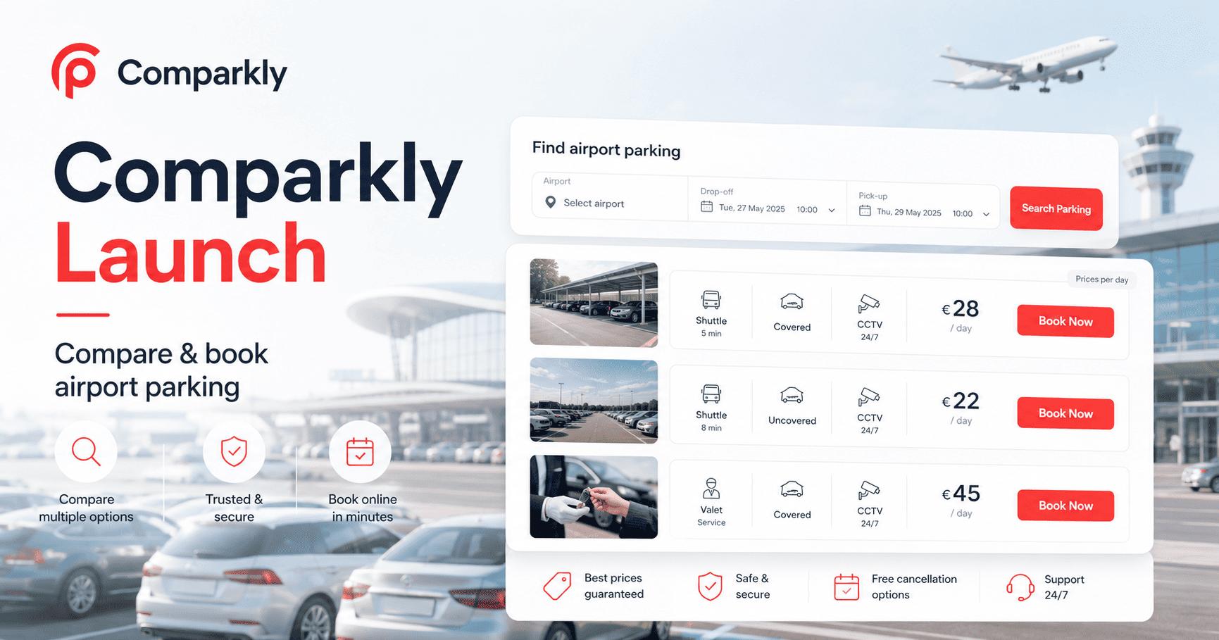 Comparkly est lancé : comparez votre parking d’aéroport plus simplement