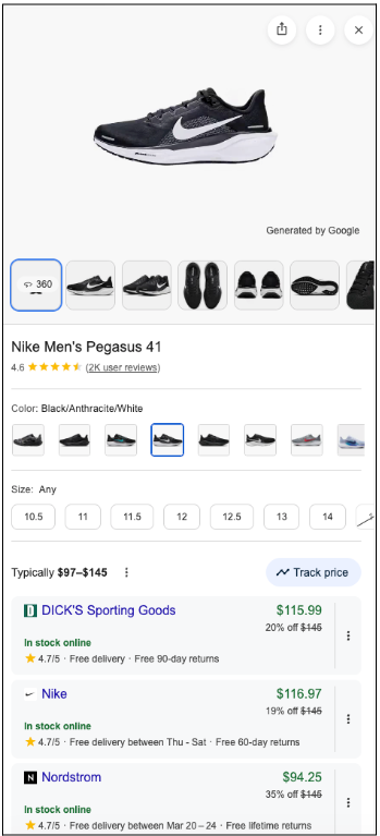 screenshot of a Main Grid / Carousel for a sneaker