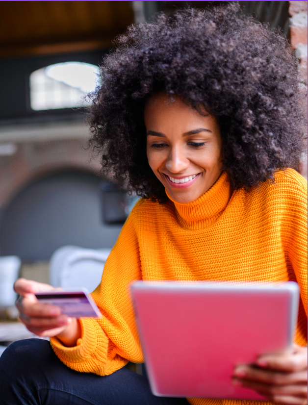 woman shopping on her tablet