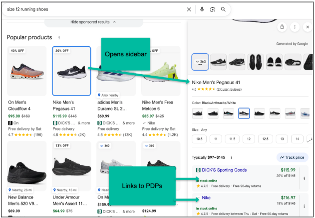 screenshot of Popular Products features PDPs not PLPs