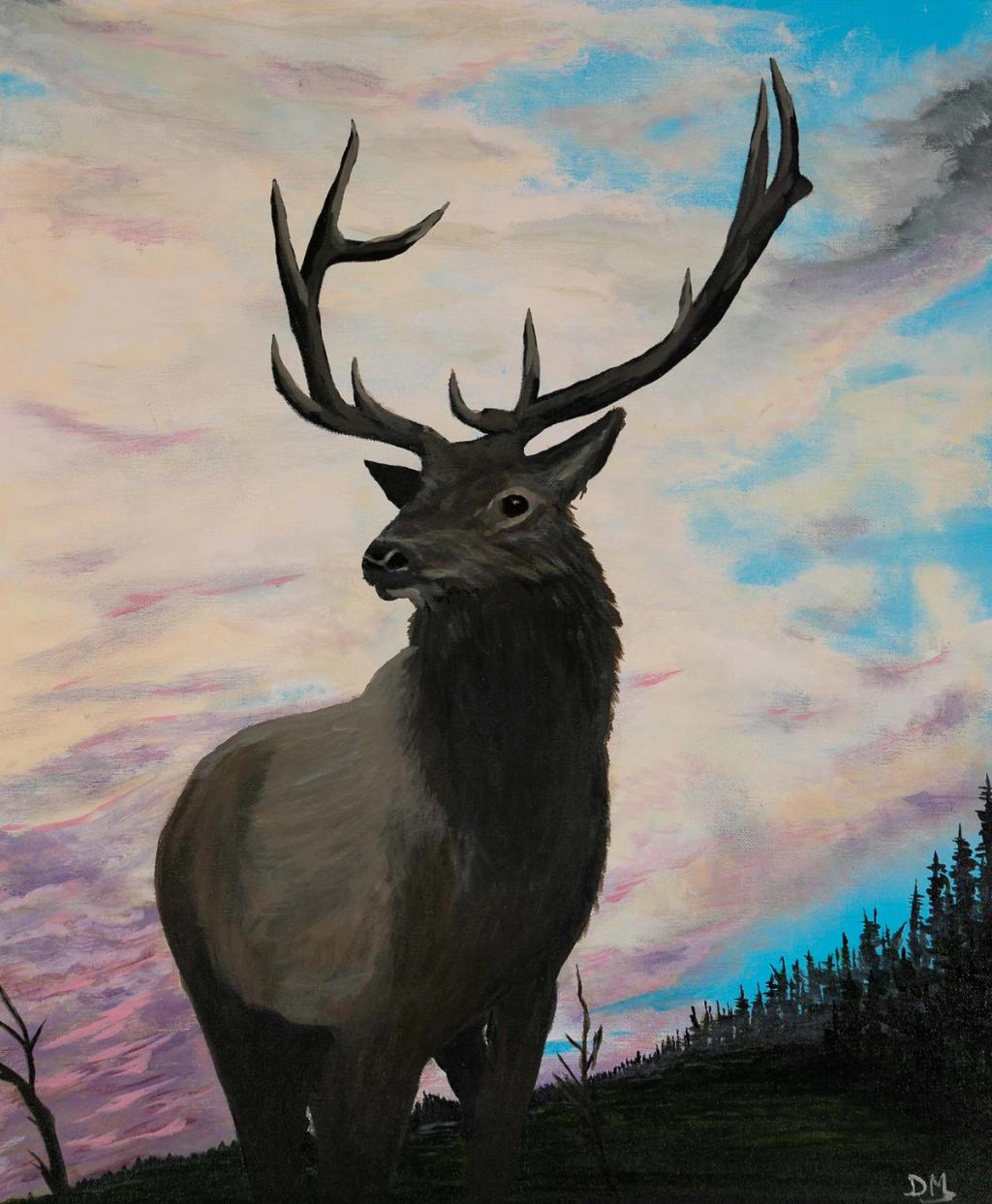 painting Elk at Dawn