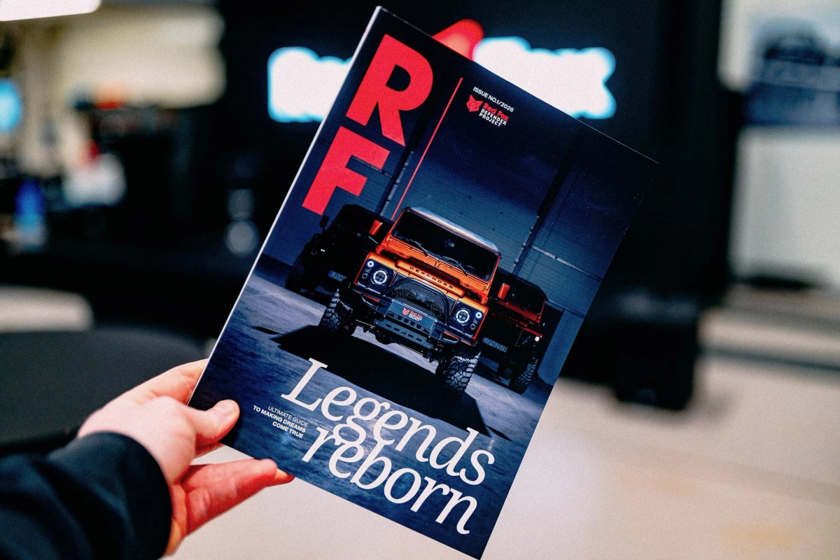 Hand holding the Red Fox Legends Reborn magazine with a Defender on the cover
