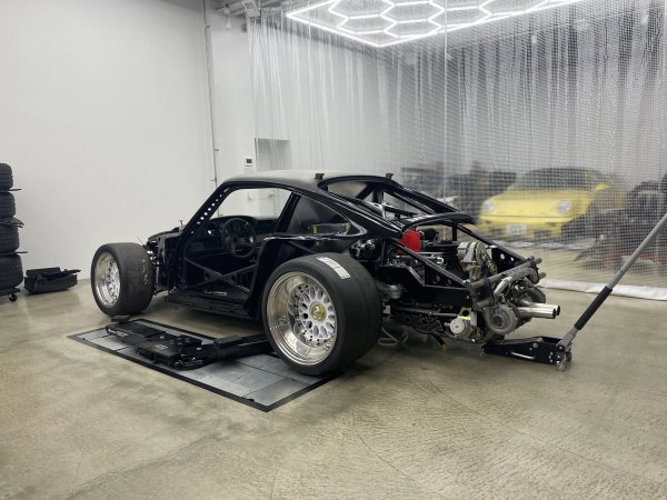 935ML bare tubular chassis with BBS racing wheels, no body panels